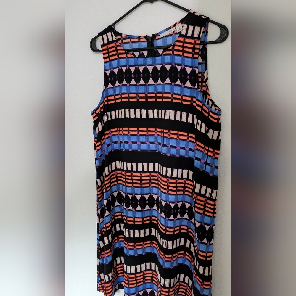 Halogen Sleeveless Dress Tank Swing A-Line Knee-Length Size M Petite Colorful - Picture 3 of 10